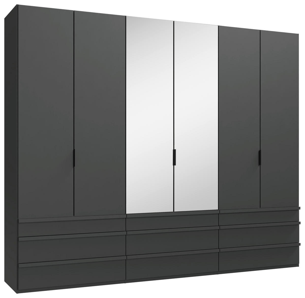 FALTTÜRENSCHRANK 300/236/58 cm 6-türig Graphitfarben  - Schwarz/Graphitfarben, Design, Glas/Holzwerkstoff (300/236/58cm) - Boxxx