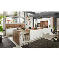 EINBAUKÜCHE   - Eichefarben/Weiß, Design, Holzwerkstoff - Celina