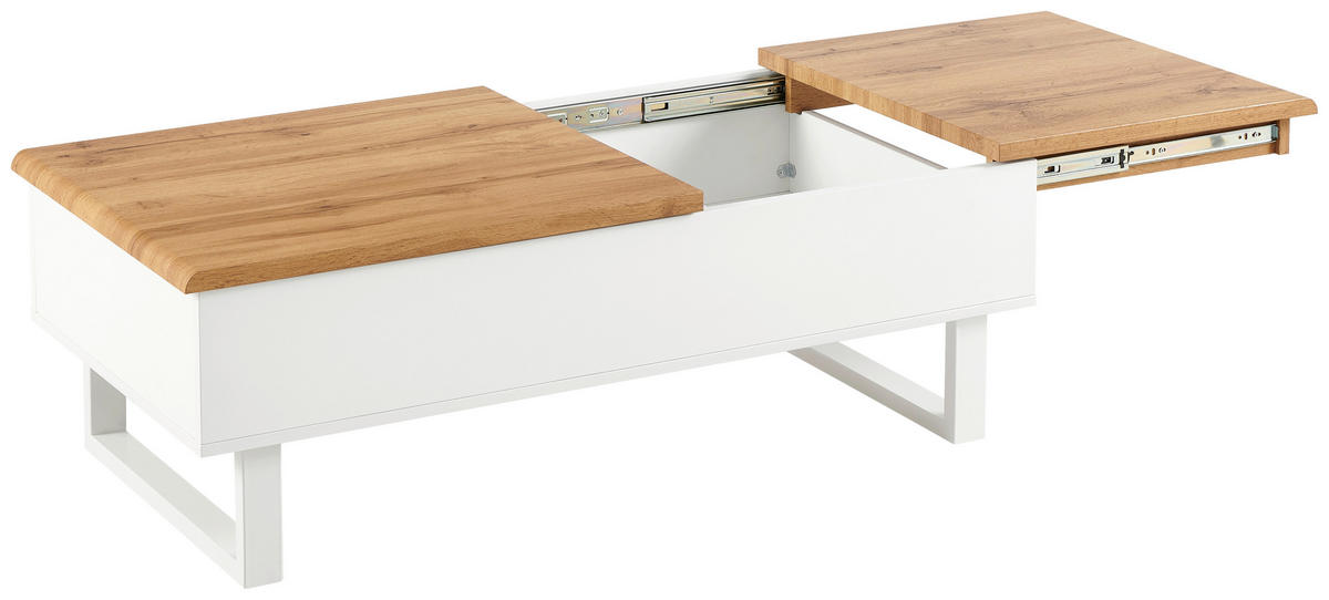 DOHÁNYZÓASZTAL fém, faalapú anyag 120/60/40-65 cm   - tölgyfa/fehér, Design, faalapú anyag/fém (120/60/40-65cm) - Livetastic