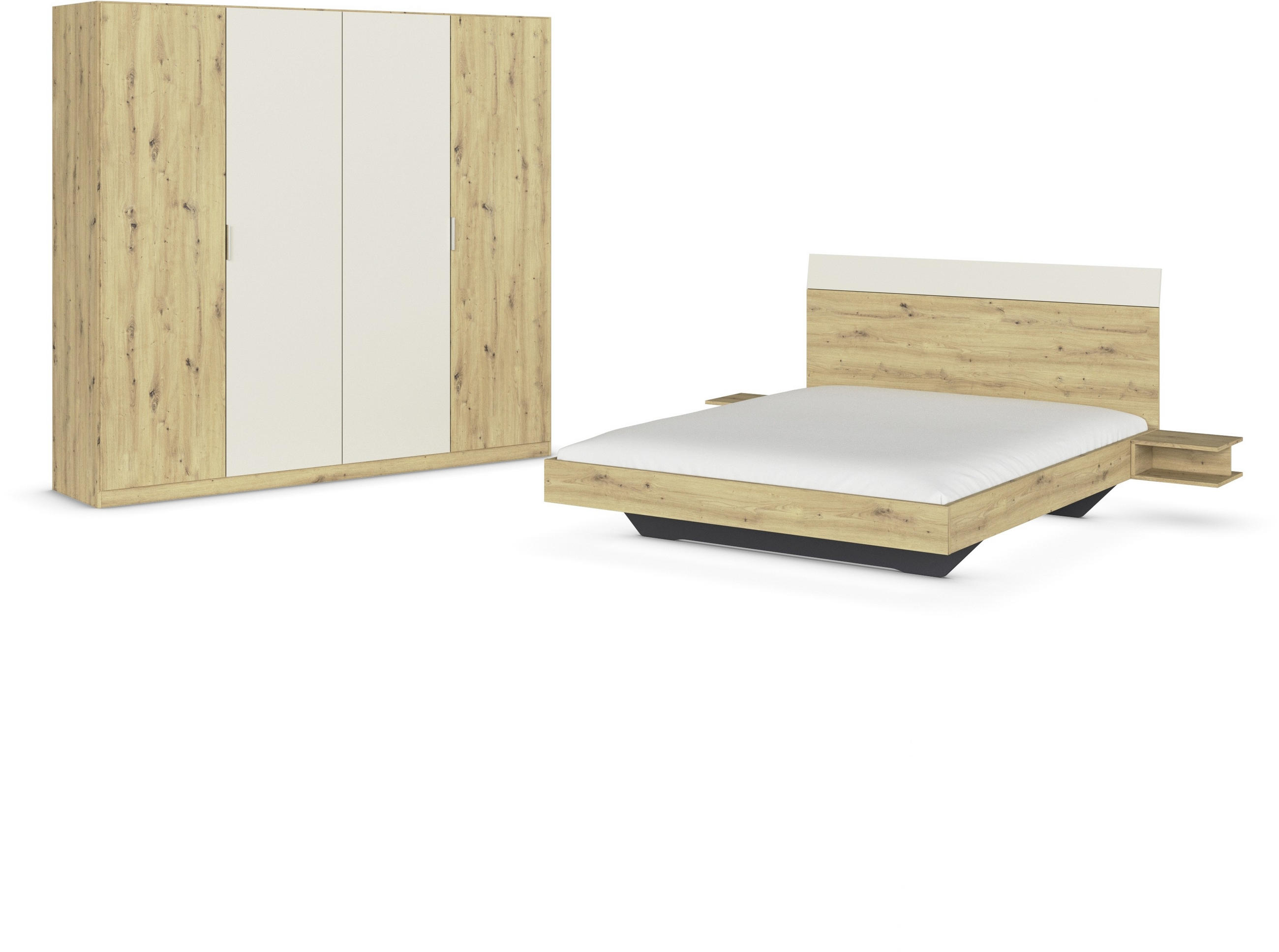 SCHLAFZIMMER Champagner, Eiche Artisan  - Champagner/Eiche Artisan, Design, Holzwerkstoff (160/200cm) - Rauch Möbel