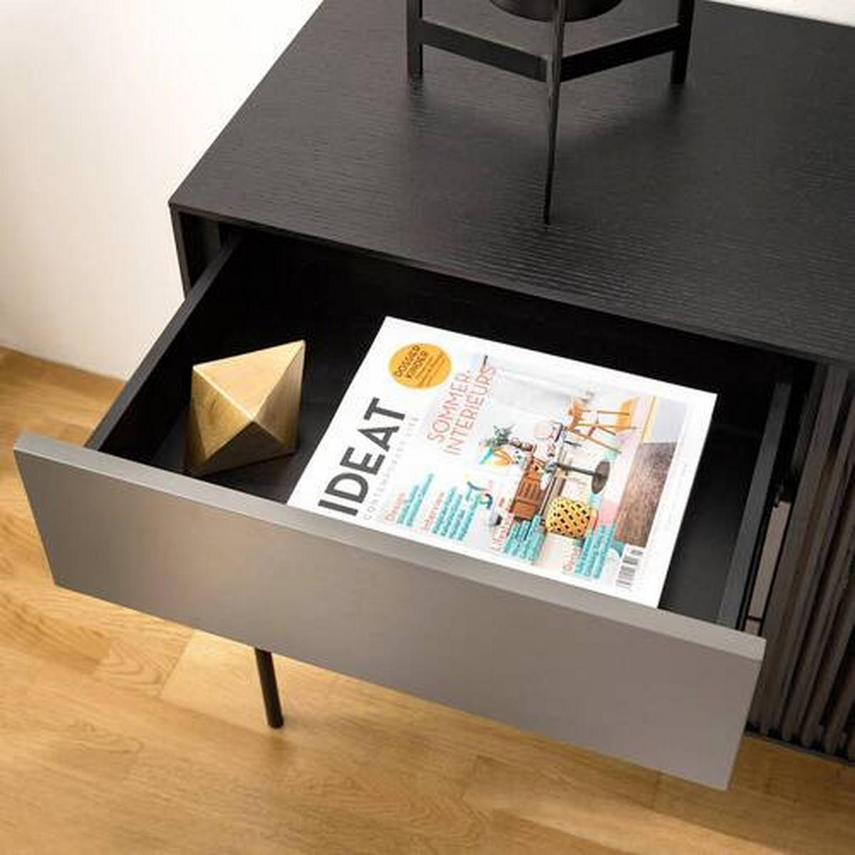 KOMODA, antracit, črna  - črna/antracit, Design, kovina/leseni material (160/82/45cm) - home24