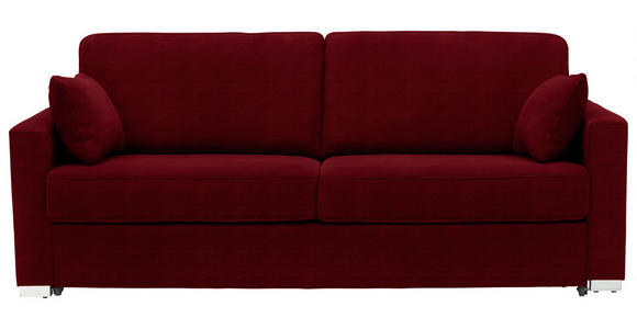 SCHLAFSOFA Webstoff Dunkelrot  - Chromfarben/Dunkelrot, KONVENTIONELL, Textil/Metall (208/86/97cm) - Novel