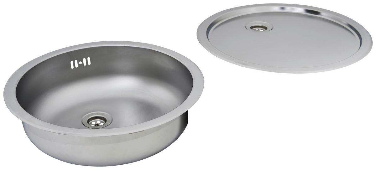 SPÜLE 1711RUNDBECKENSET  - Edelstahlfarben, Trend, Metall (44,6/17/44,6cm) - Respekta