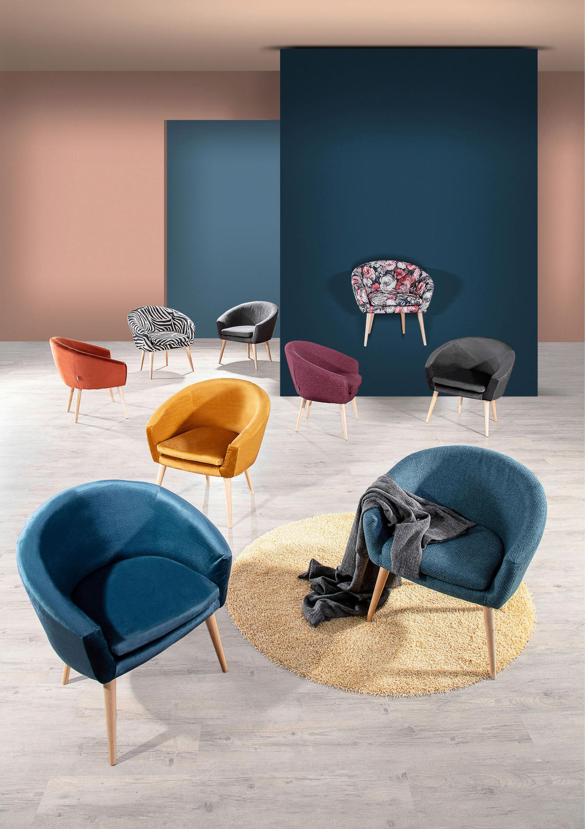 FOTEL - natúr/arany, Design, textil/fa (73/73/66cm) - Livetastic