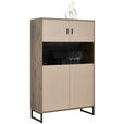 HIGHBOARD 94/152/37 cm  in Eichefarben, Hellgrau  - Eichefarben/Anthrazit, MODERN, Glas/Holzwerkstoff (94/152/37cm) - Carryhome