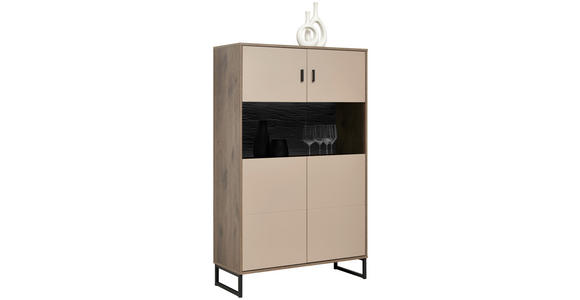 HIGHBOARD Eichefarben, Hellgrau Einlegeböden  - Eichefarben/Anthrazit, MODERN, Glas/Holzwerkstoff (94/152/37cm) - Carryhome