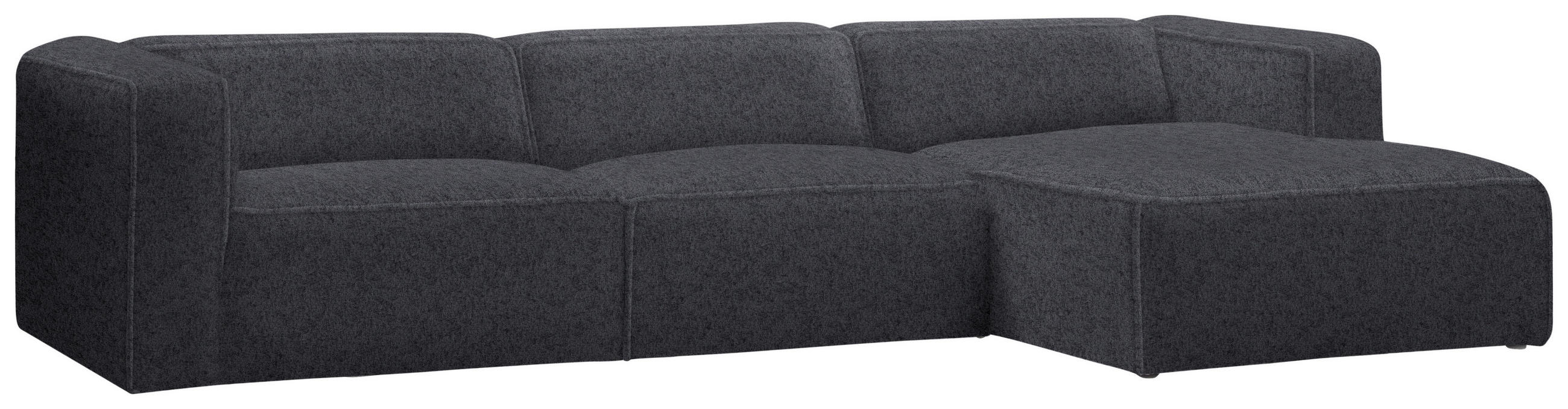 ECKSOFA in Webstoff Dunkelgrau  - Dunkelgrau/Schwarz, Design, Kunststoff/Textil (332/163cm) - Stylife