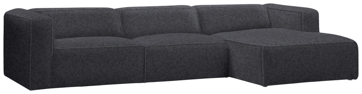 ECKSOFA in Webstoff Dunkelgrau  - Dunkelgrau/Schwarz, Design, Kunststoff/Textil (332/163cm) - Stylife