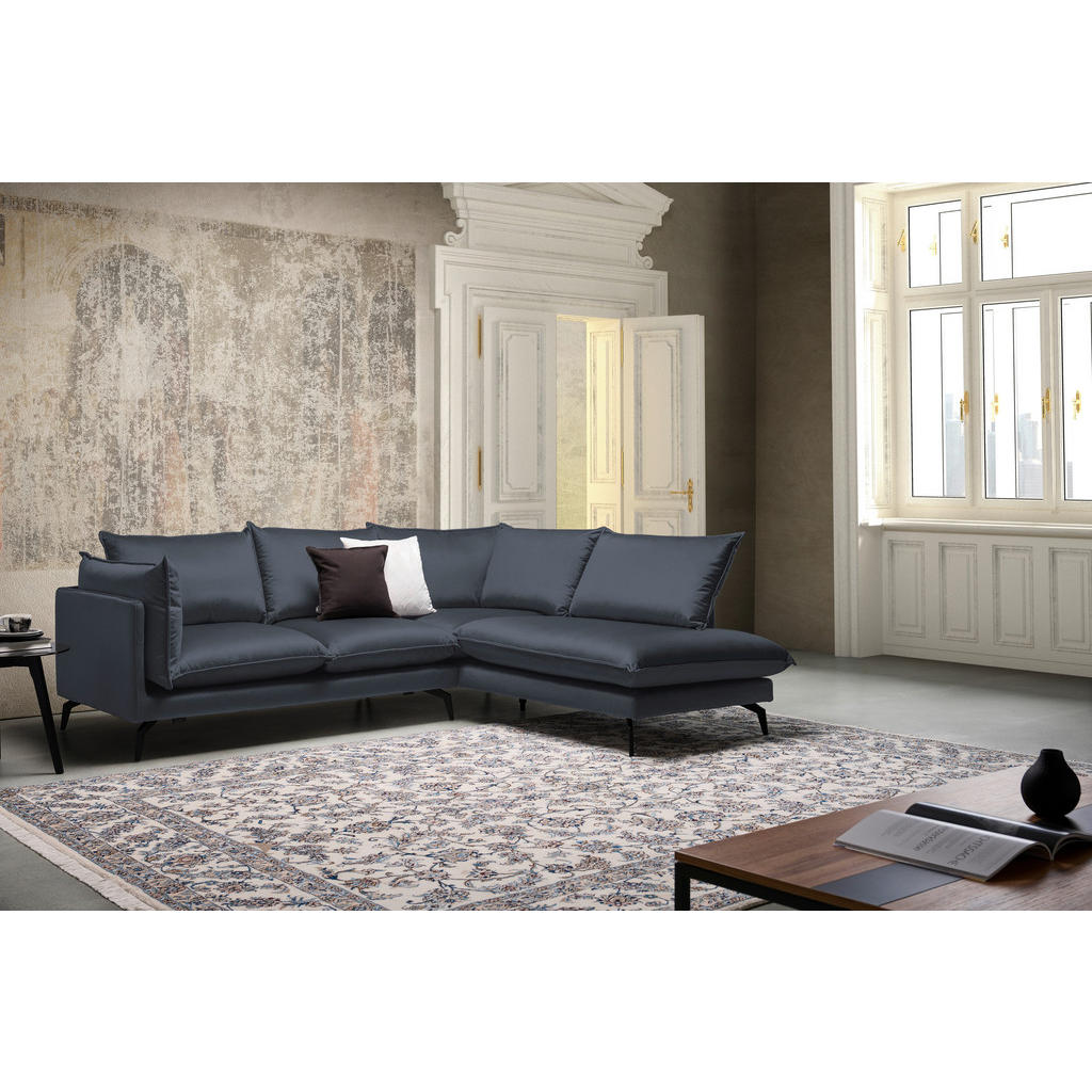 Thumbnail - Carryhome Ecksofa, Anthrazit, Textil, 5-Sitzer, Füllung: Schaumstoff, Silikon, Ottomane rechts, L-Form, 241x200 cm, Made...