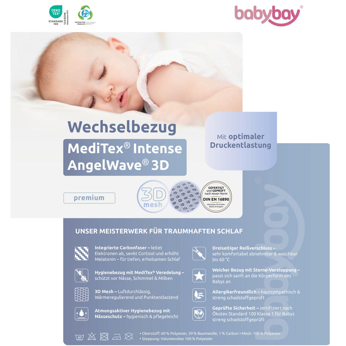MATRATZENBEZUG    - Weiß, Basics (105/57,5/6cm) - Babybay