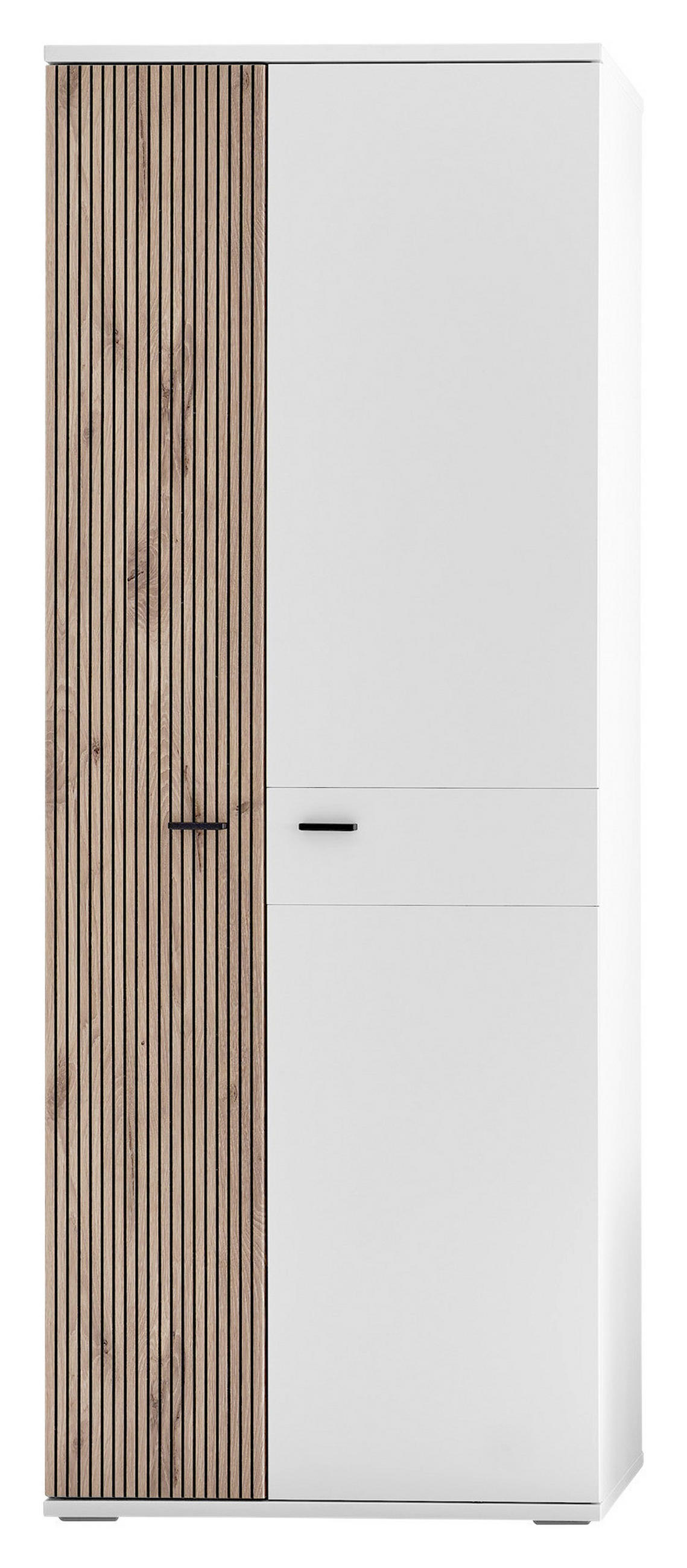 GARDEROBE 5-teilig  in 260/198/37 cm  - Weiss/Eichefarben, Design, Holzwerkstoff (260/198/37cm) - Voleo