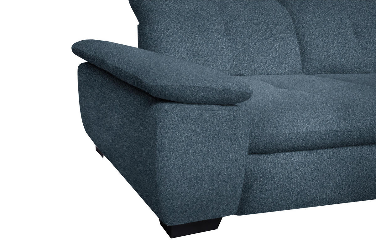 ECKSOFA in Flachgewebe Blau  - Blau/Schwarz, Design, Textil/Metall (242/313cm) - Xora