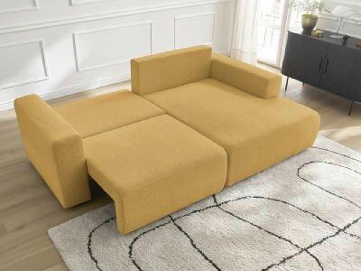 ECKSOFA Ottomane rechts  ATILLA Gelb Flachgewebe  - Gelb/Schwarz, MODERN, Kunststoff/Textil (244/149cm)