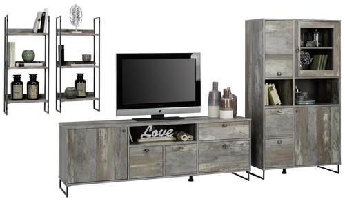 WANDREGAL  35/84/23 cm  - Anthrazit/Braun, Design, Holzwerkstoff/Metall (35/84/23cm) - Ti'me