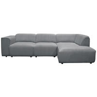 ECKSOFA ANTHONY Grau Cord  - Schwarz/Grau, Design, Kunststoff/Textil (275/163cm) - MID.YOU