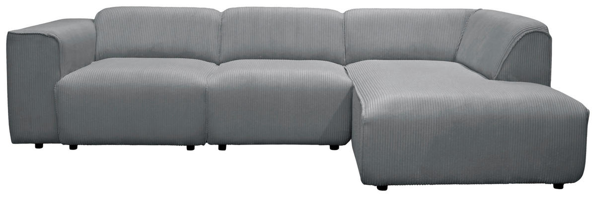 ECKSOFA ANTHONY Grau Cord  - Schwarz/Grau, Design, Kunststoff/Textil (275/163cm) - MID.YOU