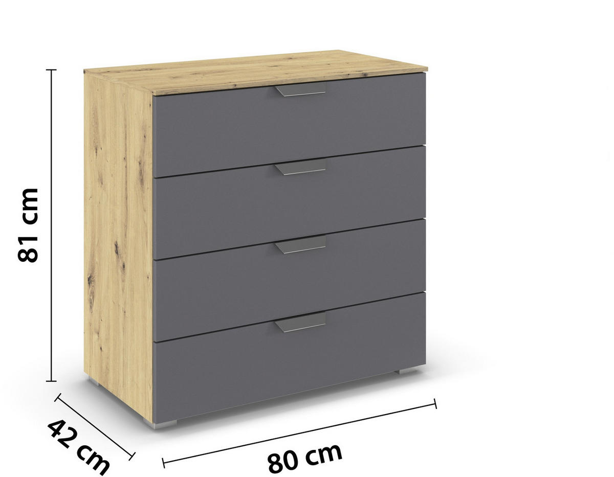 KOMMODE  in 80/81/42 cm  - Chromfarben/Dunkelgrau, Design, Holzwerkstoff/Metall (80/81/42cm) - Carryhome