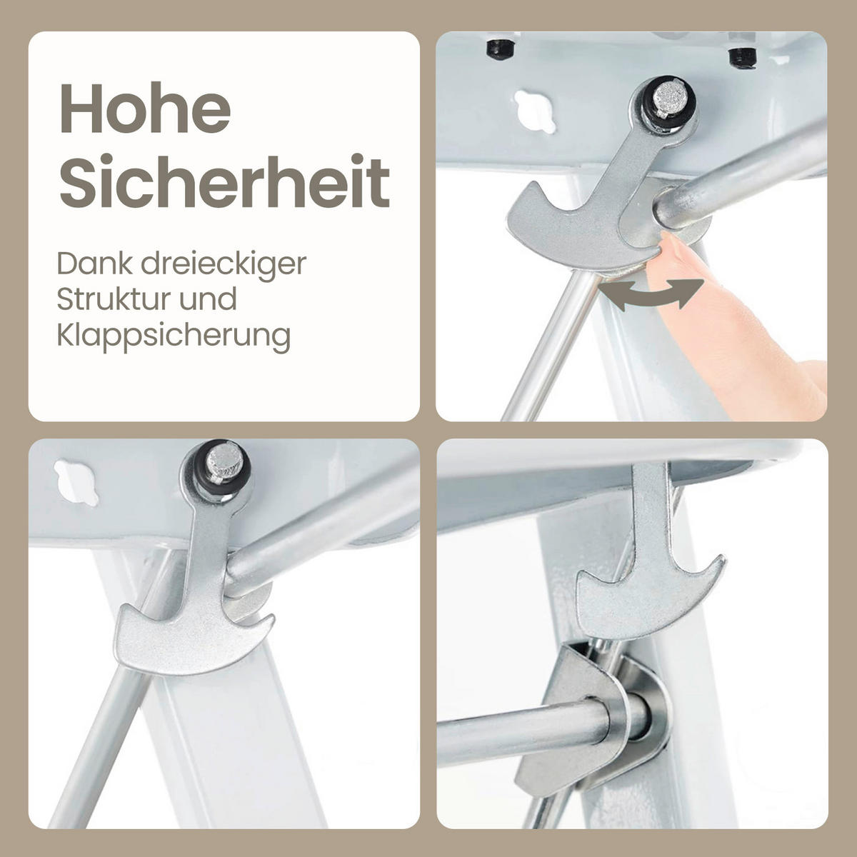 KLAPPTRITTLEITER - Schwarz/Weiß, Trend, Kunststoff/Metall (46,5/117/74,5cm) - Boxxx