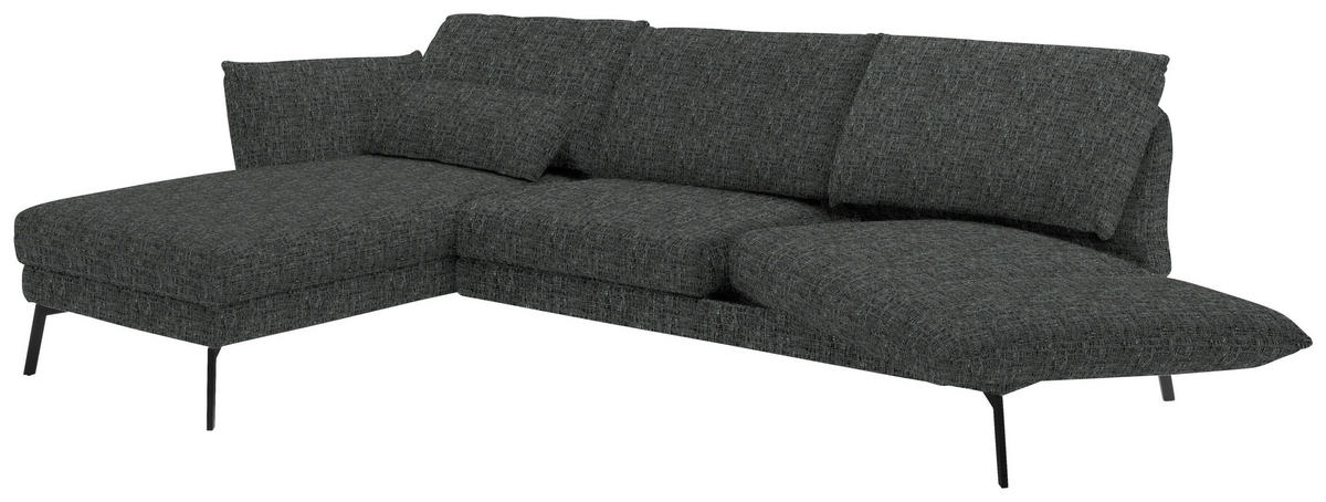 ECKSOFA in Flachgewebe Anthrazit  175/277 cm  - Anthrazit/Schwarz, Design, Textil/Metall (175/277cm) - Schöner Wohnen