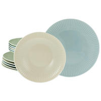 JEDÁLENSKÝ SERVIS, porcelán - krémová/pastelová modrá, Basics, keramika - Creatable