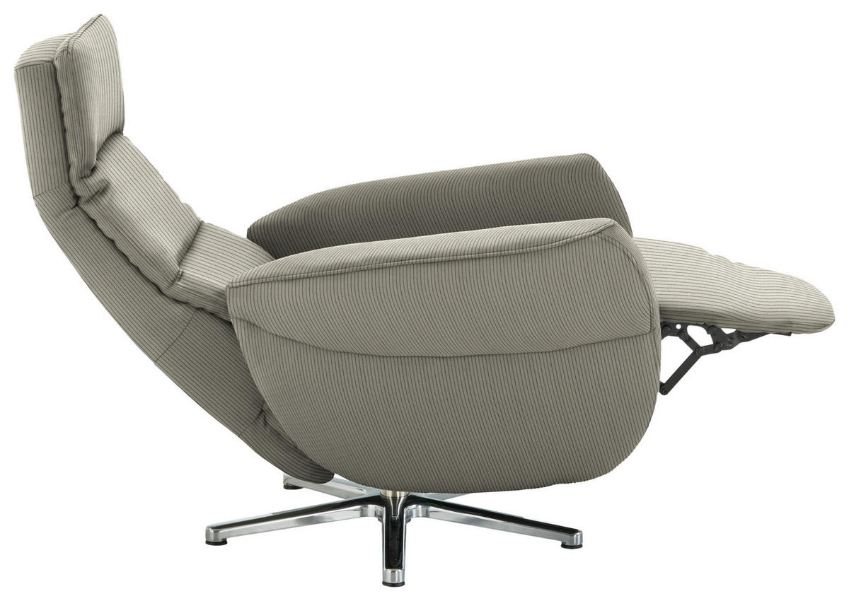 RELAXSESSEL Textil Graubraun  - Chromfarben/Graubraun, Design, Textil/Metall (78/113/83cm) - Beldomo Speed