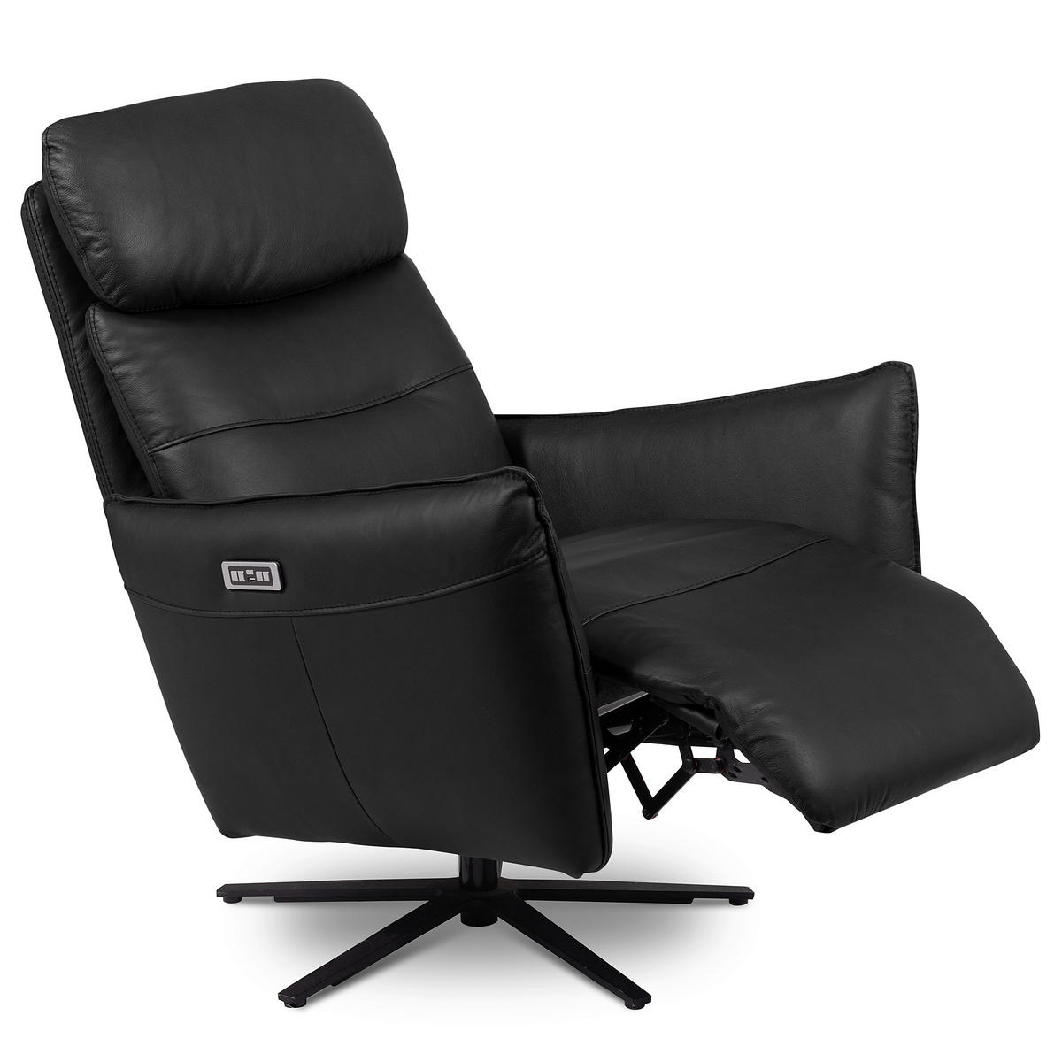 RELAXSESSEL in Leder Schwarz  - Schwarz, Design, Leder/Metall (77/107/88cm) - Livetastic