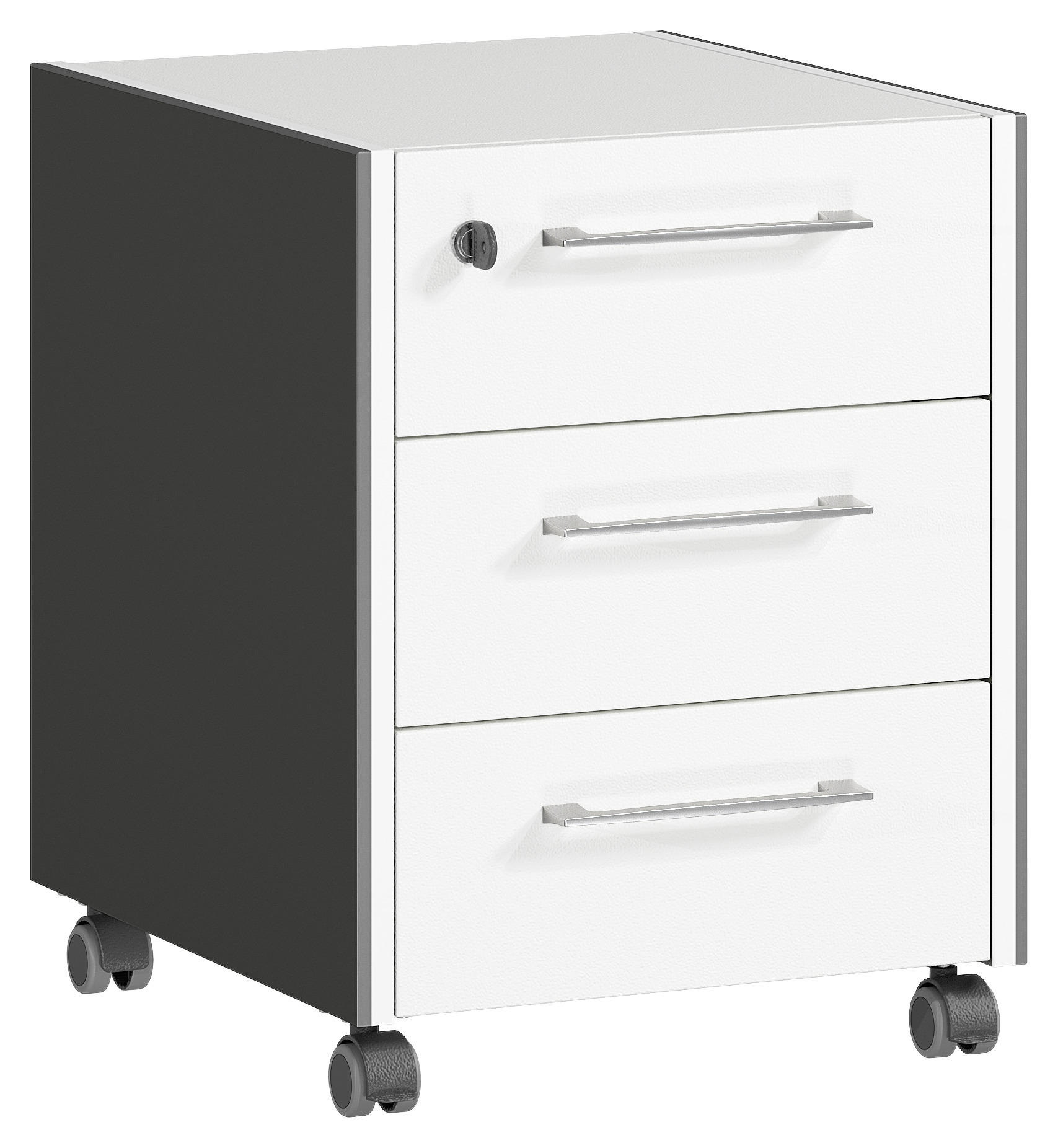 ROLLCONTAINER Graphitfarben, Weiß  - Silberfarben/Graphitfarben, MODERN, Kunststoff/Metall (42/54/49cm) - Germania