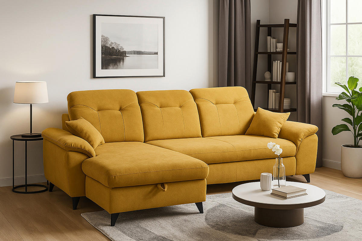 SAROKKANAPÉ textil sárga  - sárga, Basics, textil (164/260cm) - Carryhome