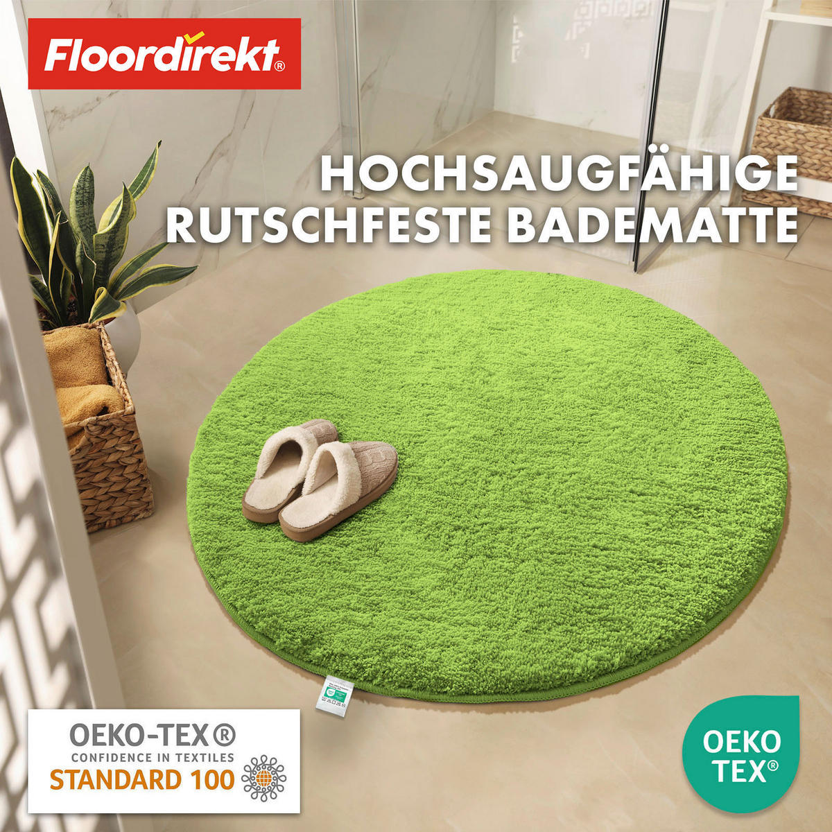 BADEMATTE SKY Hellgrün 120 cm  - Hellgrün, Basics, Kunststoff/Textil (120cm) - Floordirekt