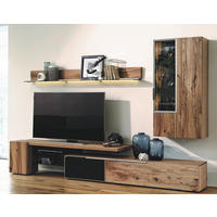 Set Mobila Living, antracit, culoare lemn stejar, 288/194/56,7 cm - argintiu/culoare lemn stejar, Design, sticlă/metal (288/194/56,7cm) - Voglauer