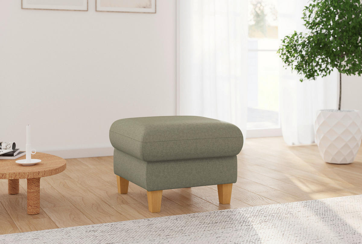 HOCKER Textil Olivgrün  - Eichefarben/Olivgrün, Konventionell, Holz/Textil (58/47/58cm) - Sit & More