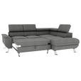 ECKSOFA Anthrazit Struktur  - Anthrazit/Silberfarben, KONVENTIONELL, Textil/Metall (268/207cm) - Carryhome