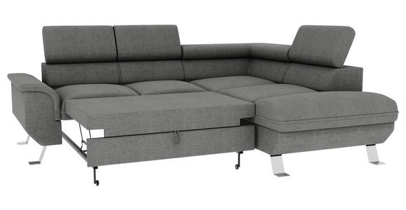 ECKSOFA Anthrazit Struktur  - Anthrazit/Silberfarben, KONVENTIONELL, Textil/Metall (268/207cm) - Carryhome