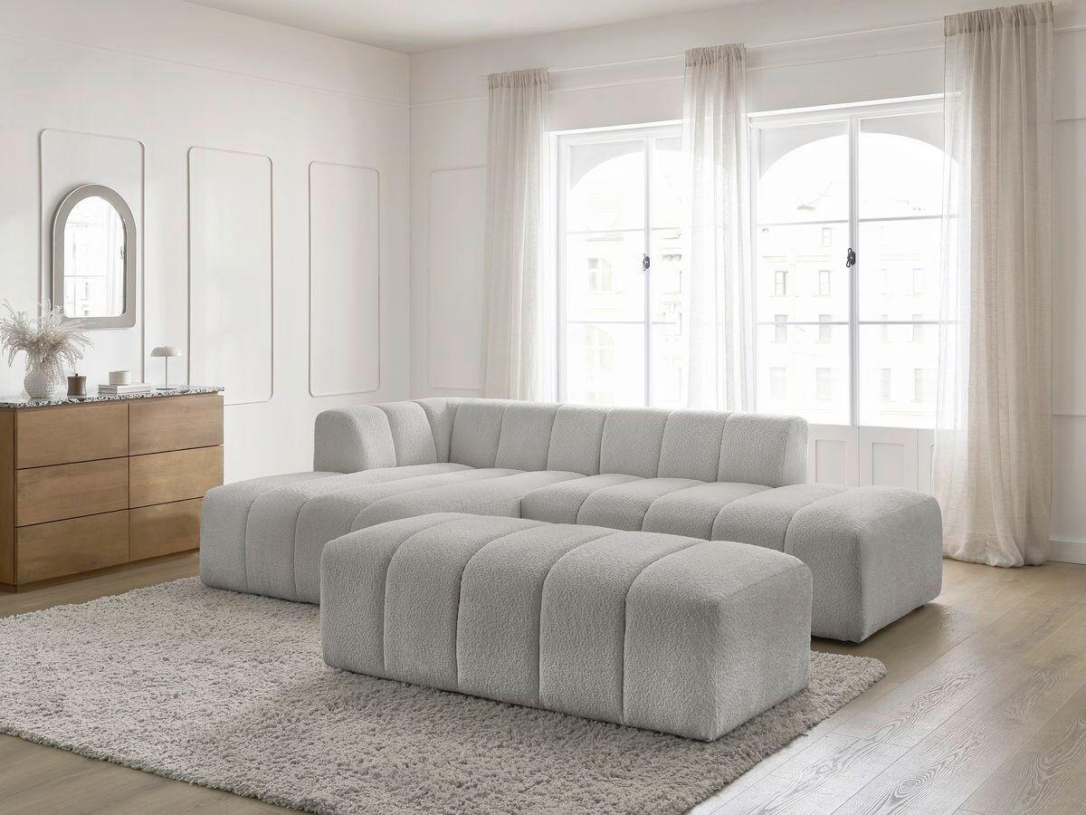 ECKSOFA  ANNECY Hellgrau Bouclé  - Hellgrau/Schwarz, MODERN, Kunststoff/Textil (170/262cm)