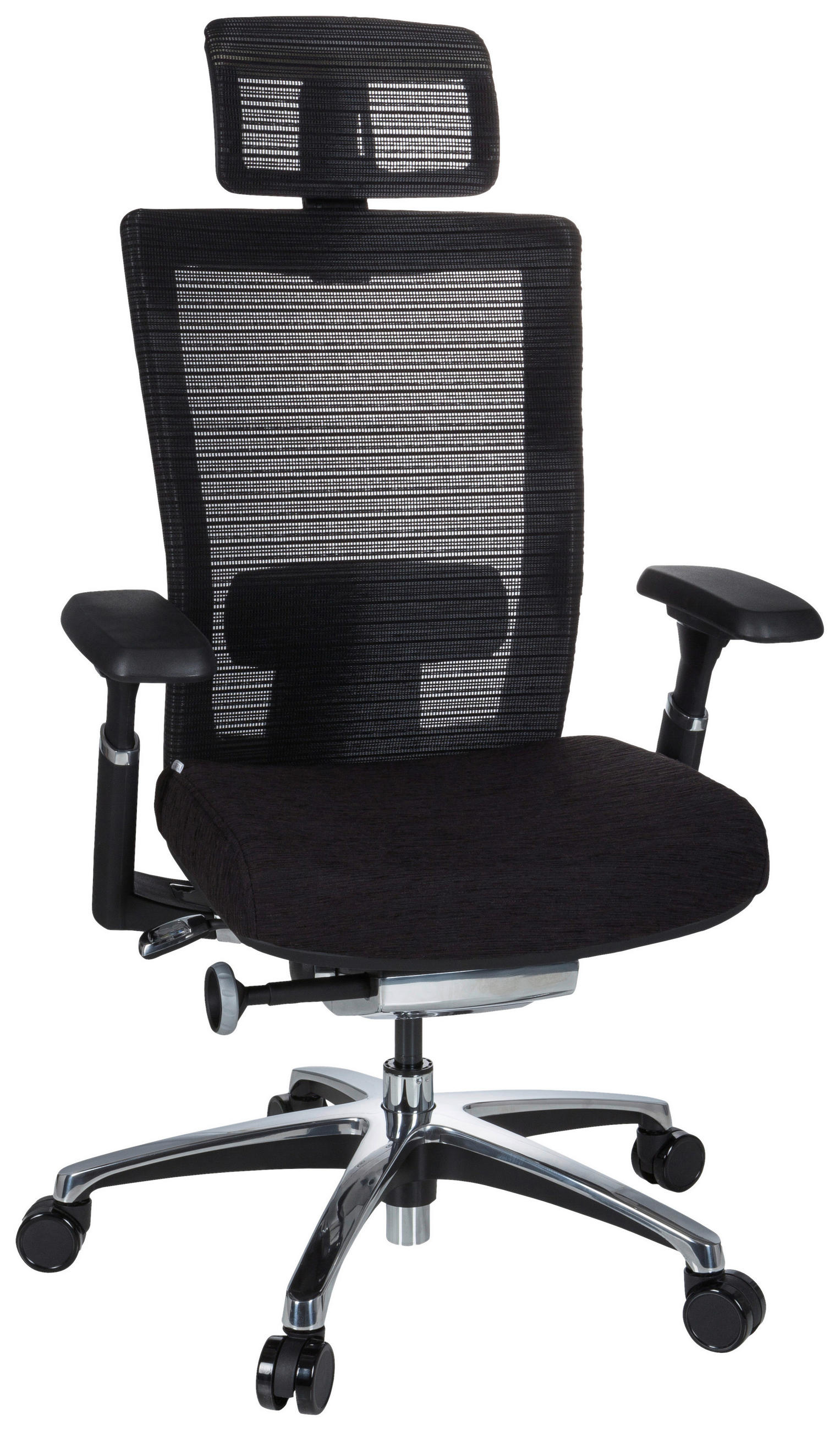 VRTLJIVI STOL umetna masa, tekstil črna  - srebrne barve/črna, Moderno, kovina/umetna masa (65/133/60cm) - MID.YOU