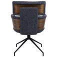 ARMLEHNSTUHL , Wippfunktion, Sitzfläche 360° drehbar, automatische Rückholfunktion , Webstoff  - Dunkelgrau/Walnussfarben, Design, Holz/Textil (62/92/66cm) - Dieter Knoll