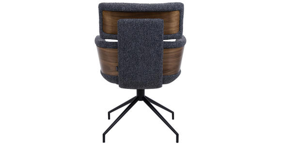 ARMLEHNSTUHL , Wippfunktion, Sitzfläche 360° drehbar, automatische Rückholfunktion , Webstoff  - Dunkelgrau/Walnussfarben, Design, Holz/Textil (62/92/66cm) - Dieter Knoll