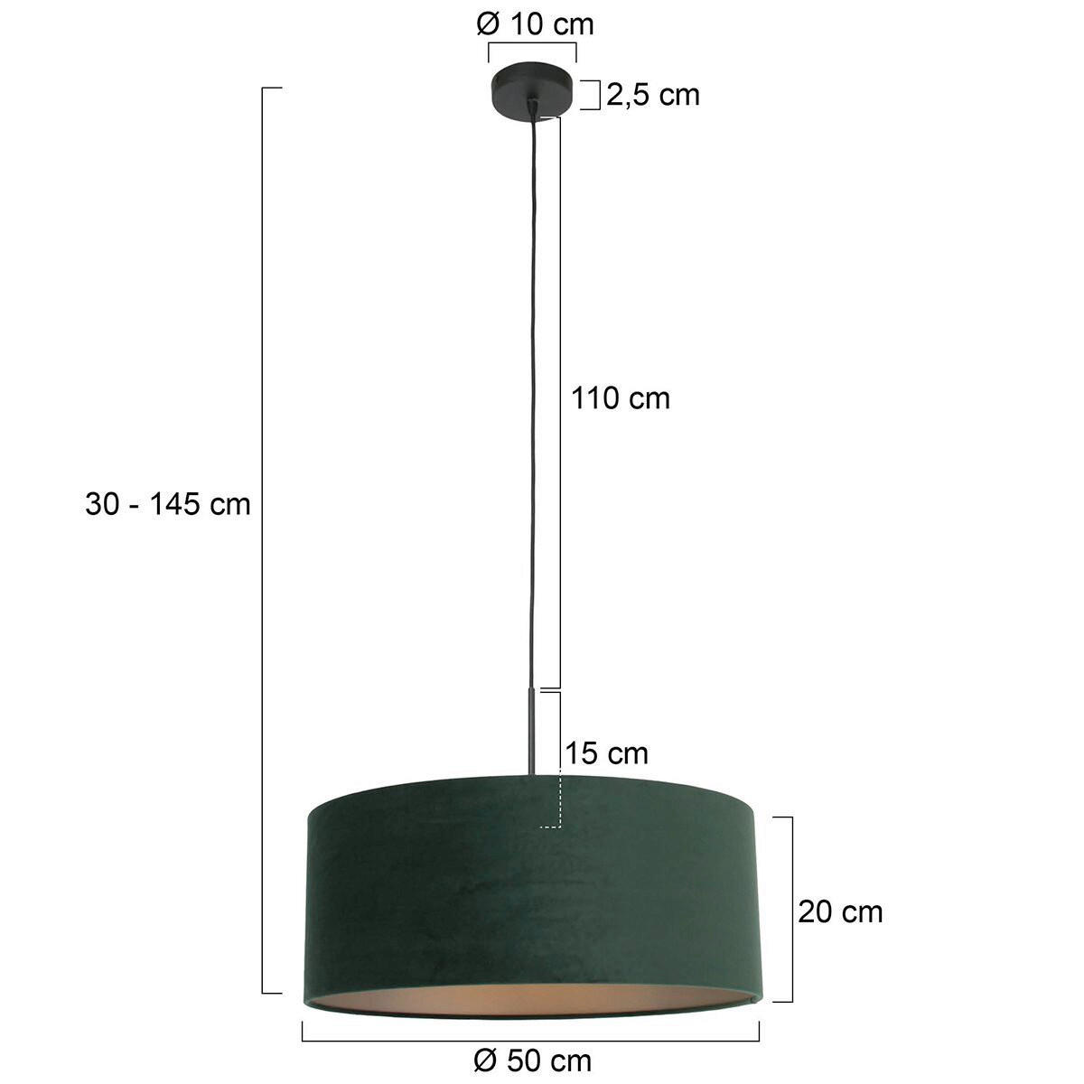 HÄNGELEUCHTE  50/135/50 cm   - Grün, Trend, Leder (50/135/50cm)