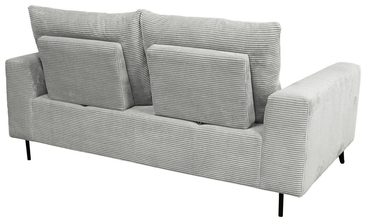 BIGSOFA Cord Hellgrau  - Hellgrau/Schwarz, KONVENTIONELL, Textil/Metall (246/100/116cm) - Carryhome