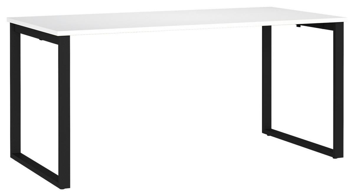 SCHREIBTISCH 160/80/75 cm  in Schwarz, Weiß  - Schwarz/Weiß, MODERN, Holzwerkstoff/Metall (160/80/75cm) - Novel