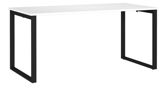 SCHREIBTISCH 160/80/75 cm  in Schwarz, Weiß  - Schwarz/Weiß, MODERN, Holzwerkstoff/Metall (160/80/75cm) - Novel