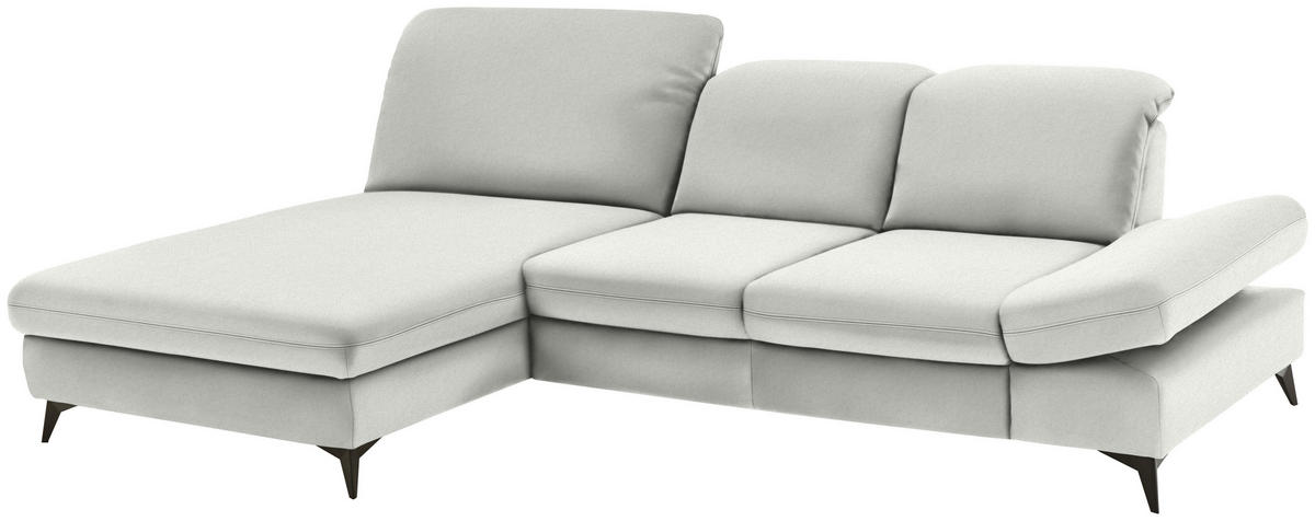 ECKSOFA Chenille Ecru  - Ecru/Schwarz, Design, Textil/Metall (198/288cm) - Beldomo Style