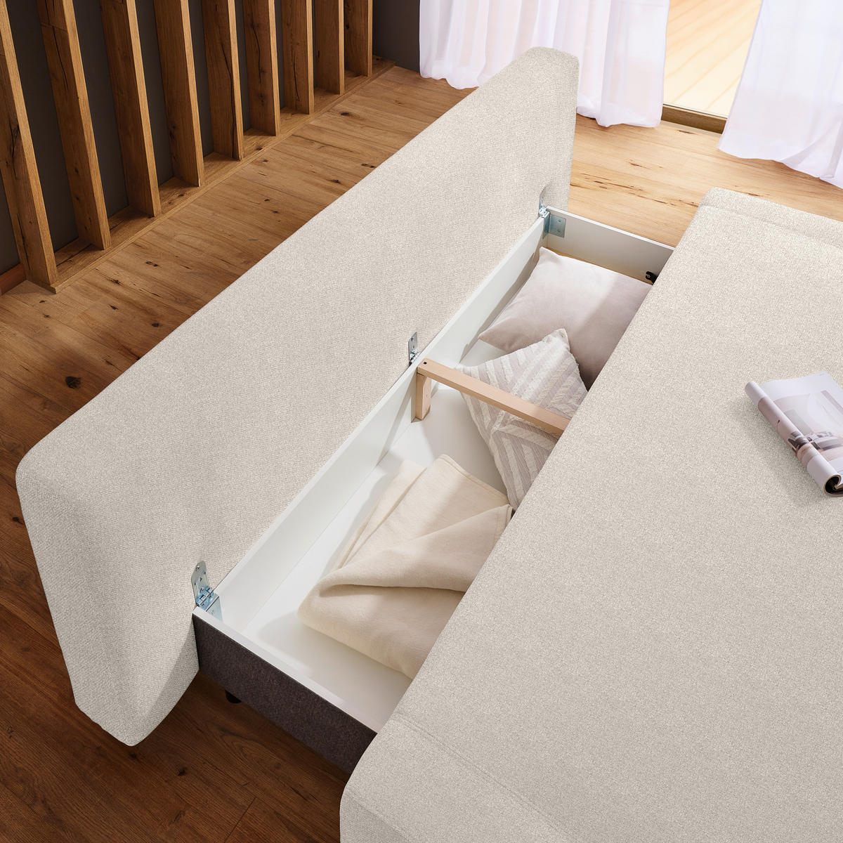 SCHLAFSOFA in Textil Creme  - Creme/Naturfarben, Design, Holz/Textil (211/88/102cm) - Niels Andersson