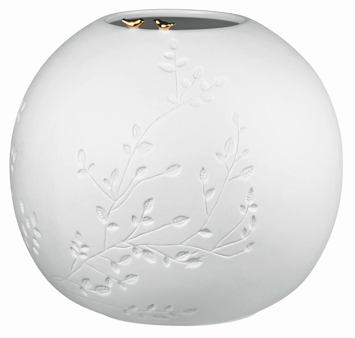 VASE  - Weiss/Goldfarben, Basics, Keramik (25/22,5cm) - Räder