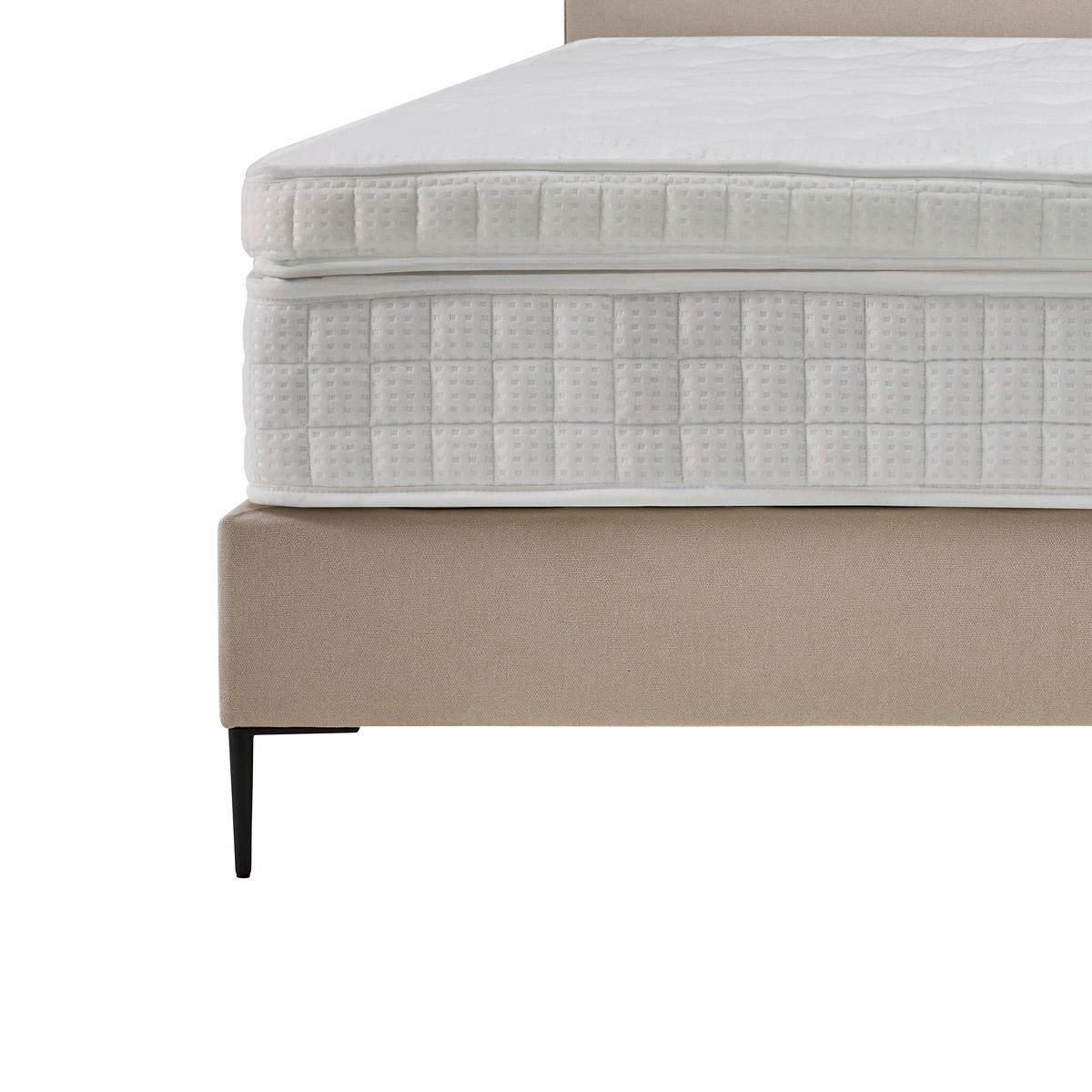 BOXSPRINGOVÁ POSTEĽ, 180/200 cm, béžová - čierna/prírodná farba, Modern, kov/kompozitné drevo (180/200cm) - MID.YOU