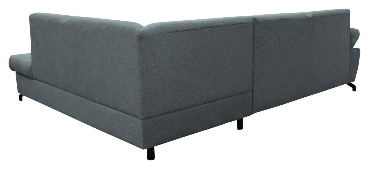 ECKSOFA CORA in Chenille Grau  261/198 cm  - Schwarz/Grau, Design, Textil/Metall (261/198cm) - MID.YOU