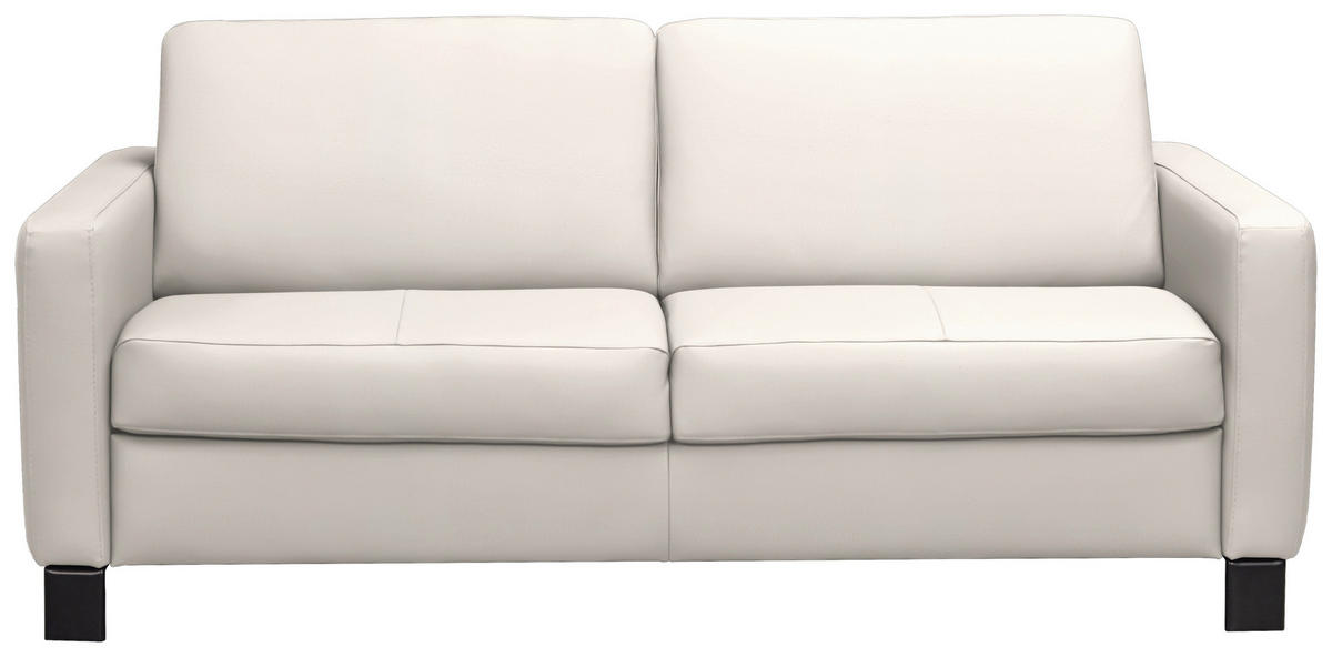 SCHLAFSOFA in Lederlook Kombination Echtleder/Lederlook Ecru  - Ecru/Schwarz, KONVENTIONELL, Leder/Textil (190/87/100cm) - Celina Home