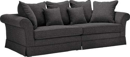 BIGSOFA Flachgewebe Anthrazit  - Dunkelbraun/Anthrazit, Trend, Holz/Textil (264/70/111cm) - Carryhome