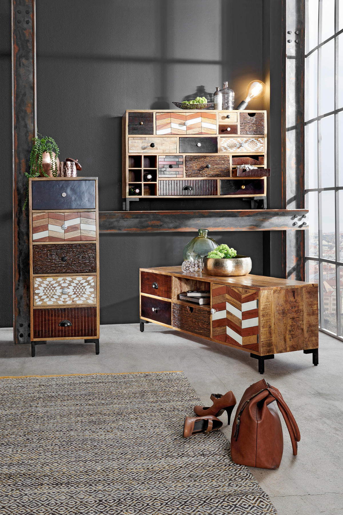 KOMMODE 115/80/35 cm  in Braun, Multicolor, Naturfarben, Akaziefarben  - Multicolor/Schwarz, Lifestyle, Keramik/Holz (115/80/35cm) - Landscape