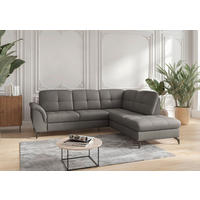 ECKSOFA in Vliesstoff Kombination Echtleder/Stoff Mokka  244/212 cm  - Schwarz/Mokka, MODERN, Leder/Textil (244/212cm) - Sit & More